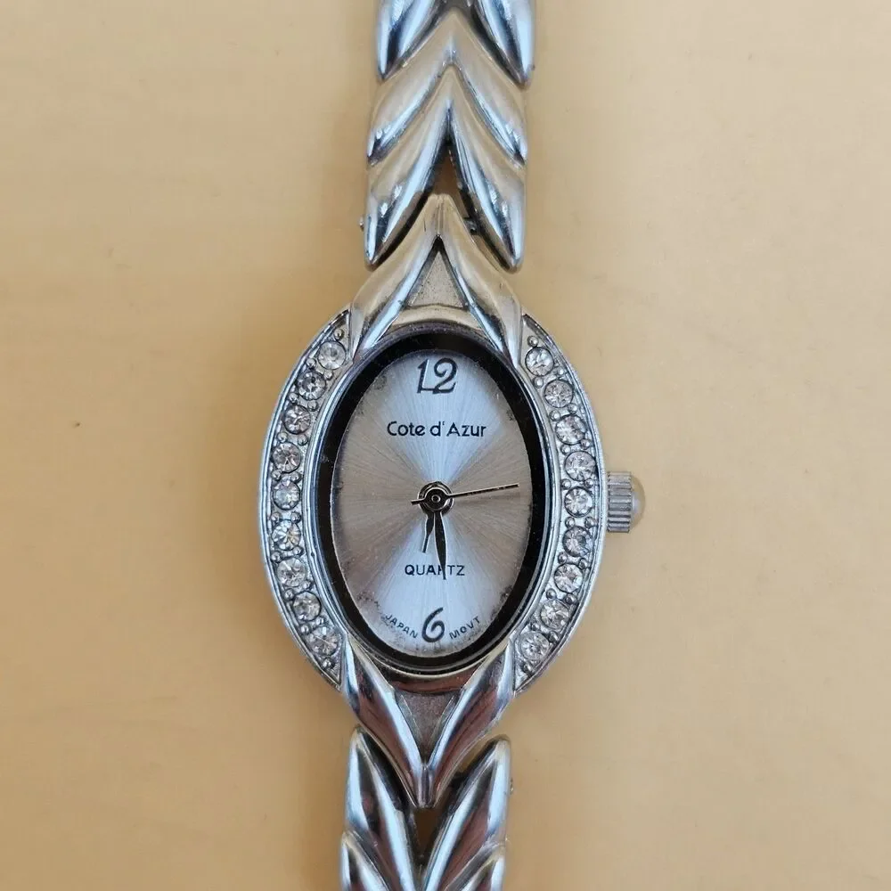 Ladies Cote D Azur Quartz Rhinestone Watch New Battery Runs Great